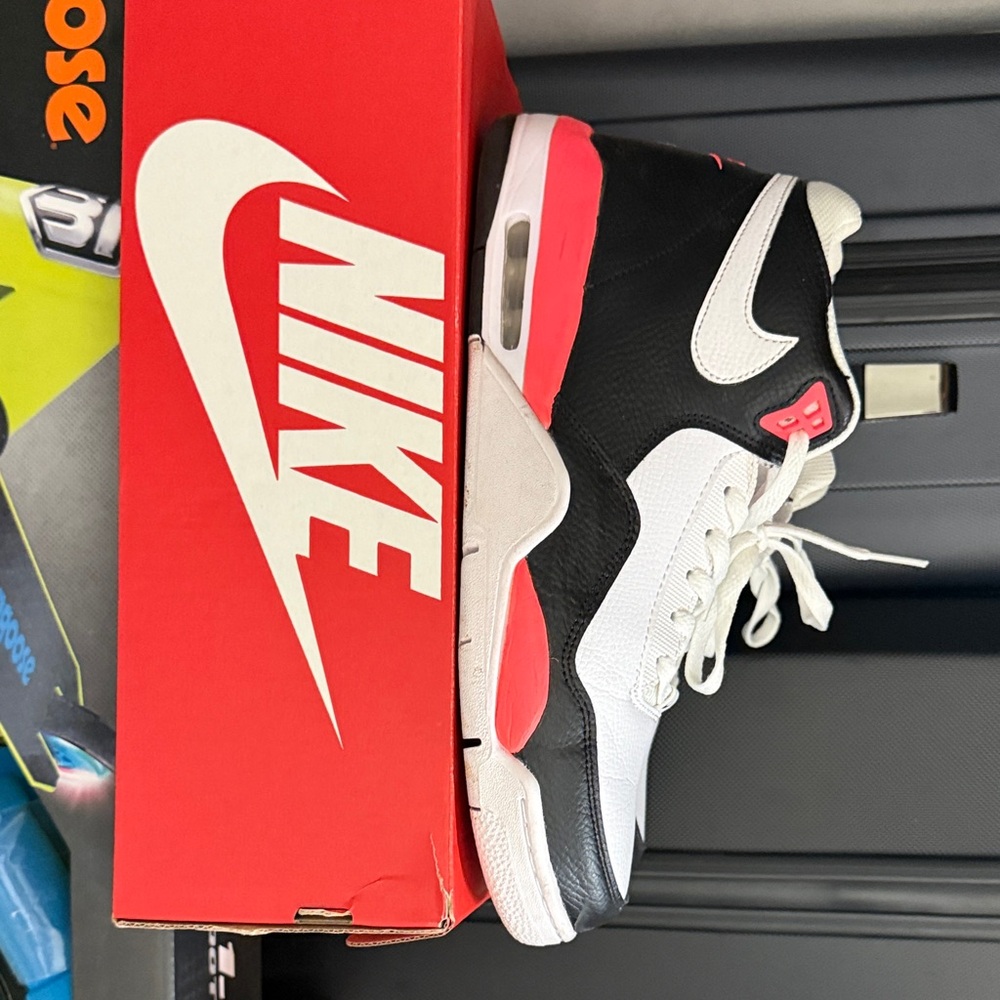 Nike Black and White Shoes with Red Highlights